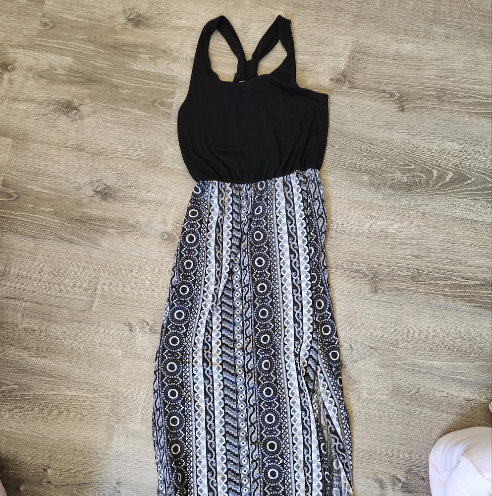 Vanity Black and White Halter Sundress